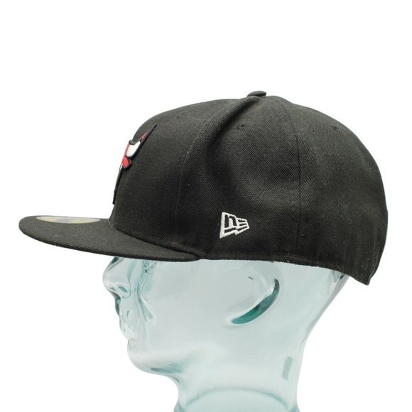 Chicago Bulls NBA Basketball New Era 59Fifty Black Fitted Hat Cap Sz 8 - Picture 4 of 9